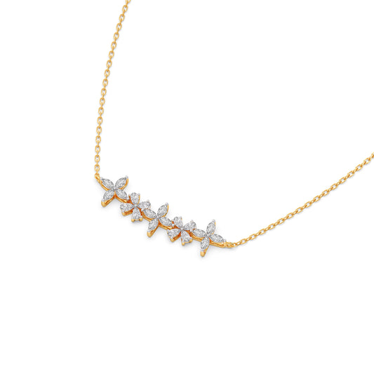 Exquisite Marquise & Pear Diamond Cluster Necklace - Yellow