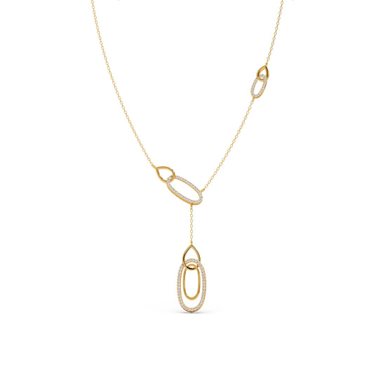 Lariat Necklace with Drop Pendant - Yellow