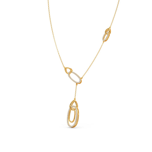 Lariat Necklace with Drop Pendant - Yellow