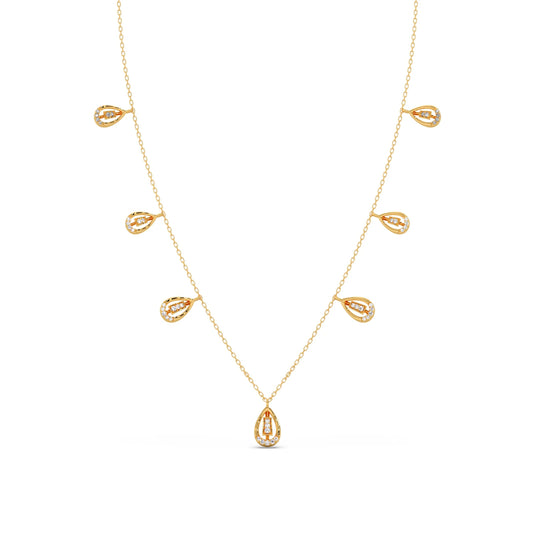 Pear-Cut Diamond Drop Necklace - Yellow