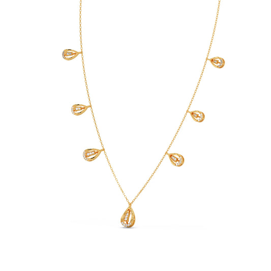Pear-Cut Diamond Drop Necklace - Yellow