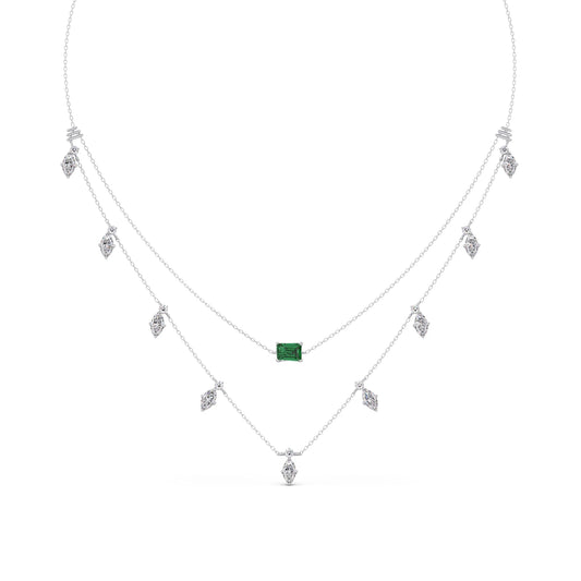 3.38 ct Emerald Meadow Gemstone Layered Necklace - White