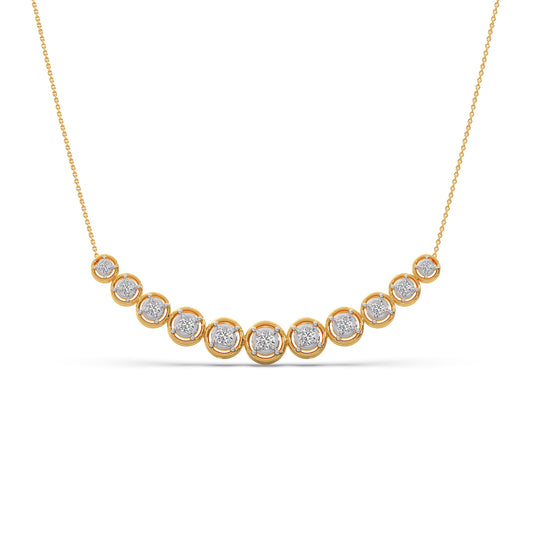 Graduated Round Diamond Prong Set Necklace - Yellow