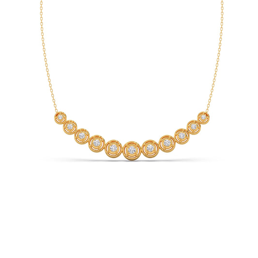 Graduated Round Diamond Prong Set Necklace - Yellow