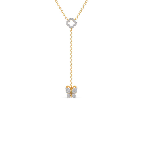 Delicate Diamond Butterfly Drop Necklace