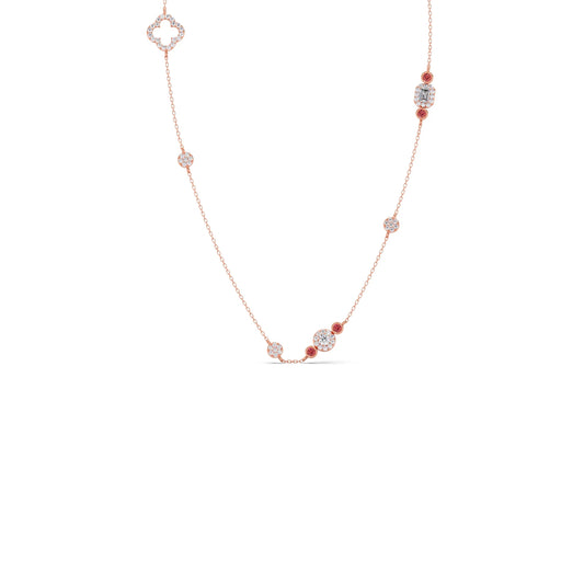 Mixed Shape Diamond and Gemstone Necklace - Rose