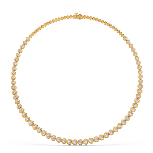 13.17 ct Bezel Heart Diamond Tennis Necklace