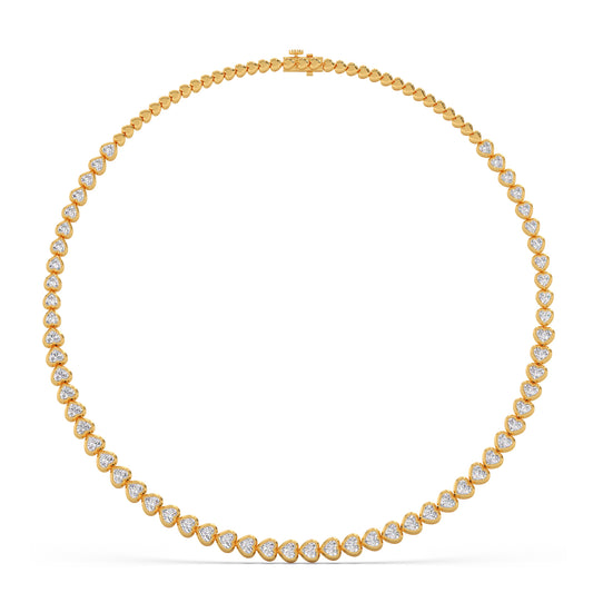 13.17 ct Bezel Heart Diamond Tennis Necklace - Yellow