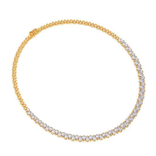 17.6 ct Graduating Pear Diamond Tennis Necklace - Yellow