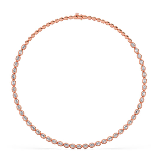 9.05 ct Bezel Oval Diamond Tennis Necklace - Rose