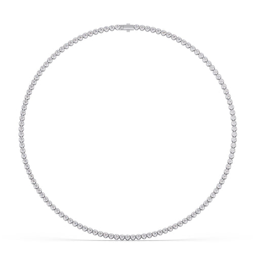 12.56 ct Bezel Round Diamond Tennis Necklace