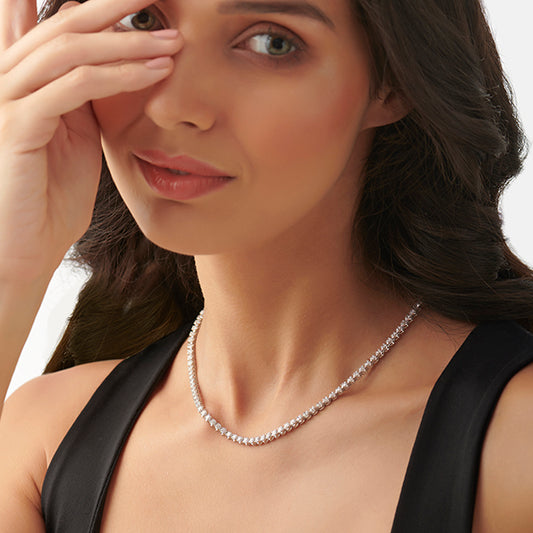 12.56 ct Bezel Round Diamond Tennis Necklace - MQ