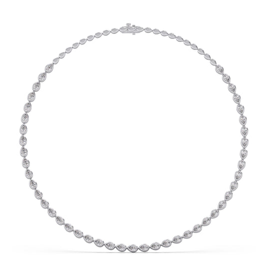 9.02 ct Bezel Pear Diamond Tennis Necklace - White