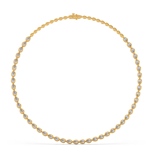 9.02 ct Bezel Pear Diamond Tennis Necklace - Yellow