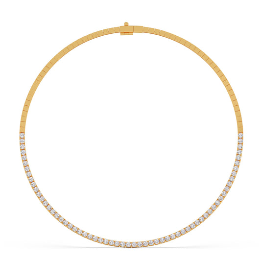 5.33 ct Streamlined Round Diamond Tennis Necklace - Yellow