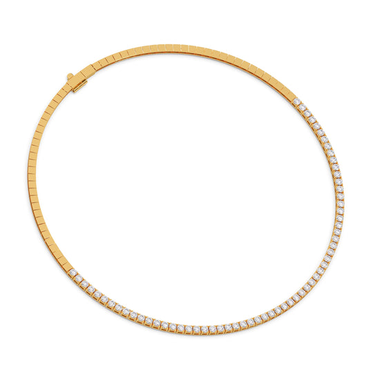 5.33 ct Streamlined Round Diamond Tennis Necklace - Yellow