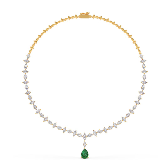 Marquise Diamond and Pear Gemstone Drop Necklace - Yellow