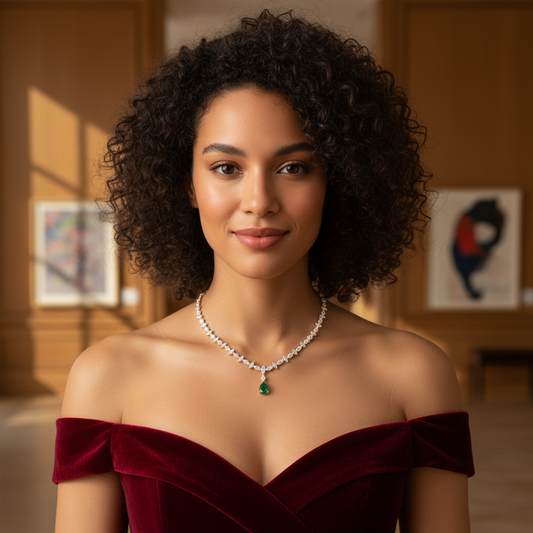 Marquise Diamond and Pear Gemstone Drop Necklace - MQ