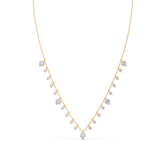 1.56 ct Fringe Round Diamonds Charm Necklace - Yellow