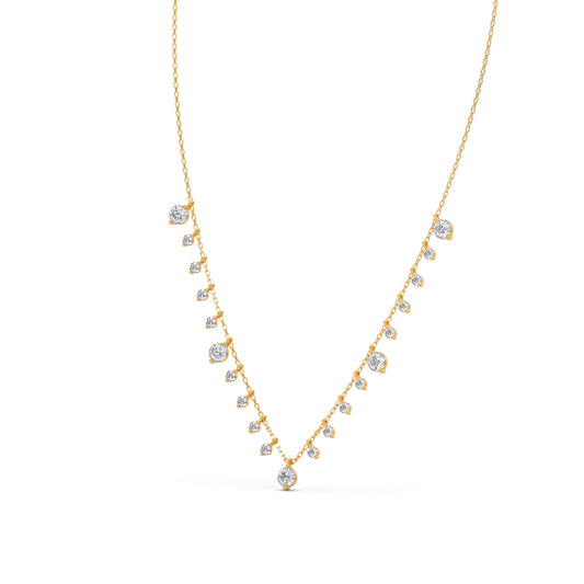 1.56 ct Fringe Round Diamonds Charm Necklace - Yellow