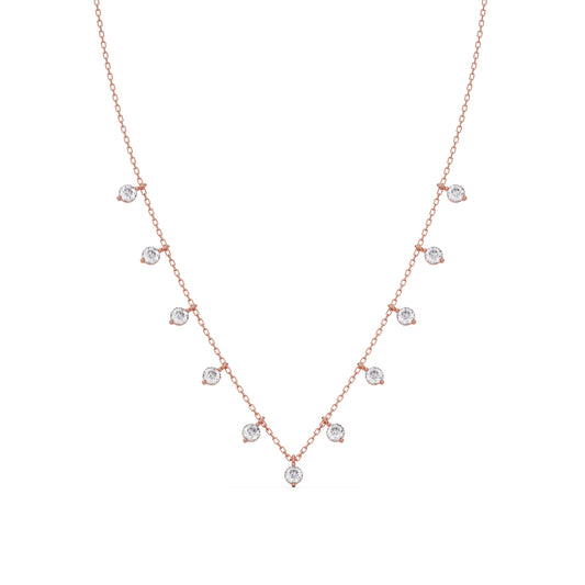 Lumina Bloom Round Diamond Necklace - Rose