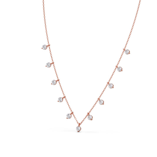 Lumina Bloom Round Diamond Necklace - Rose