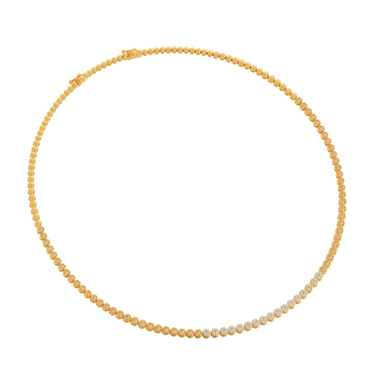 3 ct Sparkling Round Diamond Tennis Necklace - Yellow