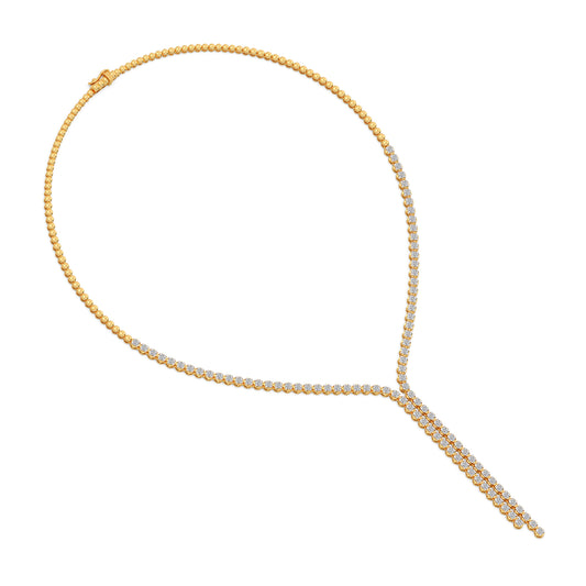 Infinity Cascade Diamond Lariat Necklace - Yellow