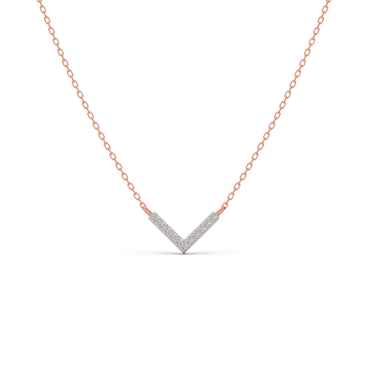 Zenith Chevron Diamond Chain Necklace - Rose
