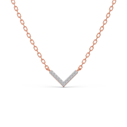 Zenith Chevron Diamond Chain Necklace - Rose