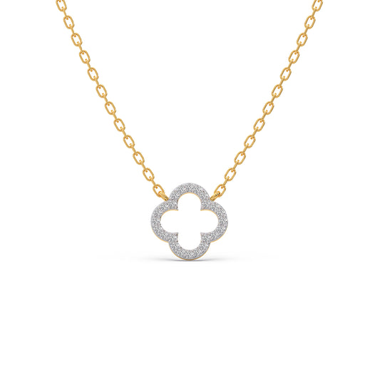 Fortuna Frame Diamond Chain Necklace - Yellow