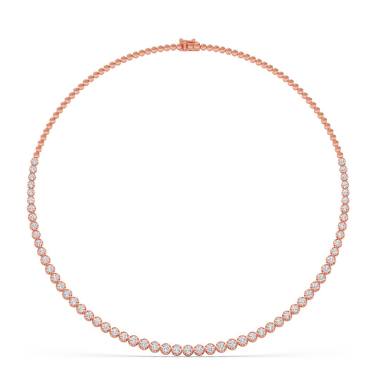 6.09 ct Graduating Round Diamond Tennis Necklace - Rose
