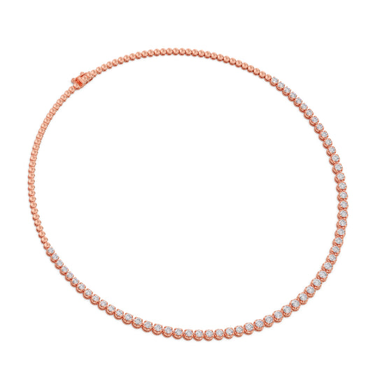 6.09 ct Graduating Round Diamond Tennis Necklace - Rose