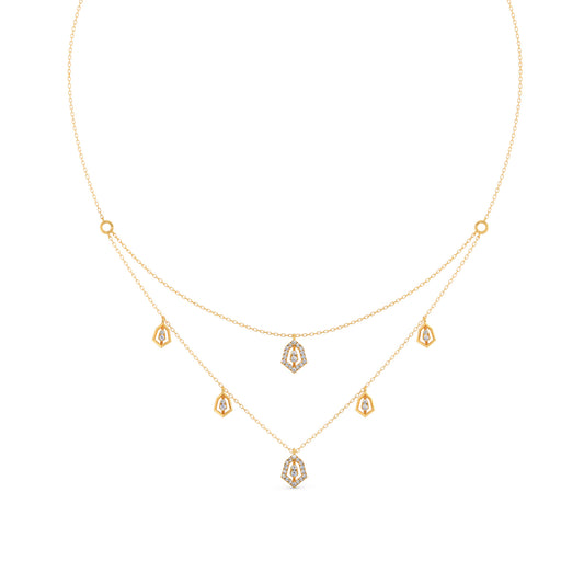 Layered Round Diamond Necklace - Yellow