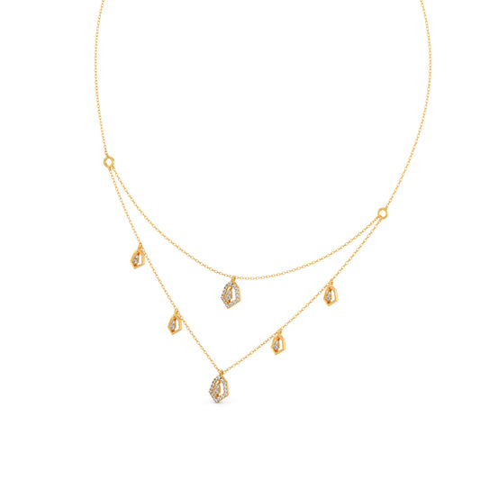Layered Round Diamond Necklace - Yellow