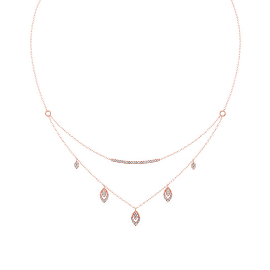 Double-Layer Round Diamond Necklace - Rose