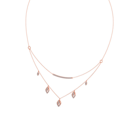 Double-Layer Round Diamond Necklace - Rose