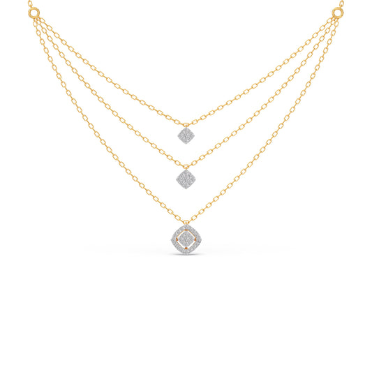 Trinity Halo Diamond Necklace - Yellow