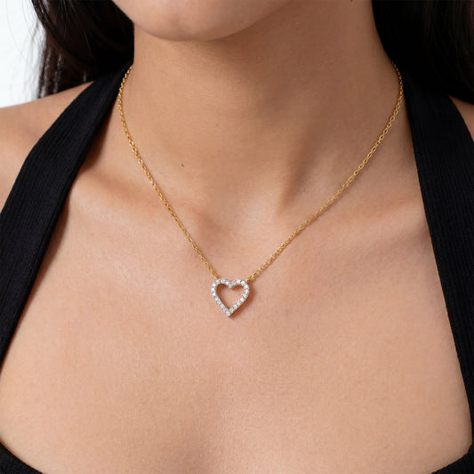 Open Heart Promise Diamond Necklace - MQ_AI