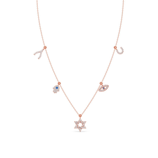 Mystic Five Charms Necklace - Rose