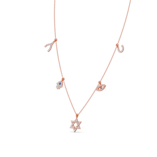 Mystic Five Charms Necklace - Rose