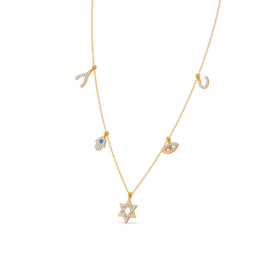 Mystic Five Charms Necklace - Yellow