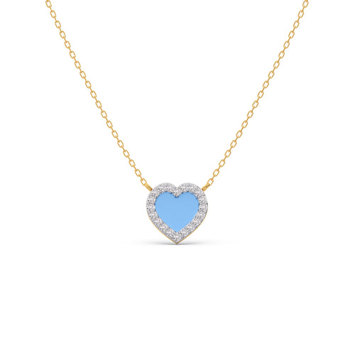 Blue Promise Heart Diamond Pendant Necklace