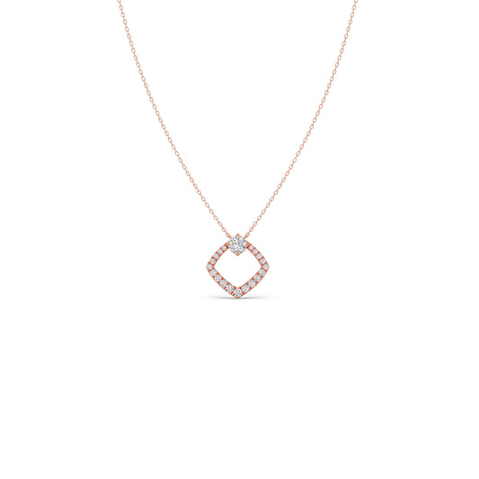 Geometric Shape Cushion Cut Diamond Necklace - Rose