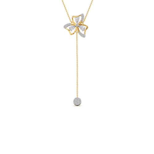 Petal Shine Pear & Round Diamond Necklace
