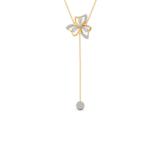 Petal Shine Pear & Round Diamond Necklace - Yellow