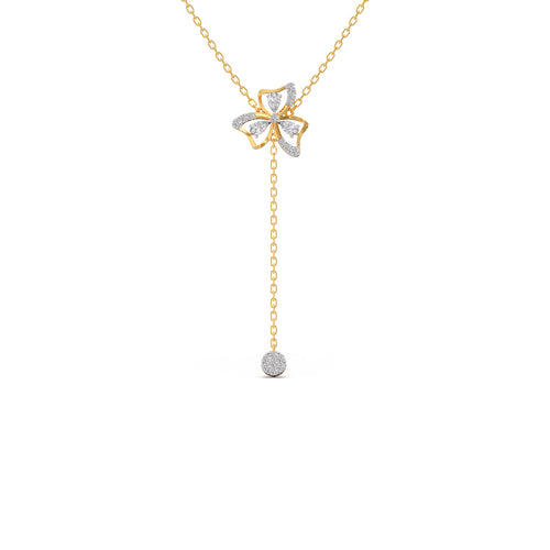 Petal Shine Pear & Round Diamond Necklace