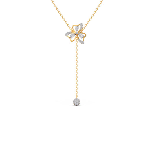 Petal Shine Pear & Round Diamond Necklace - Yellow