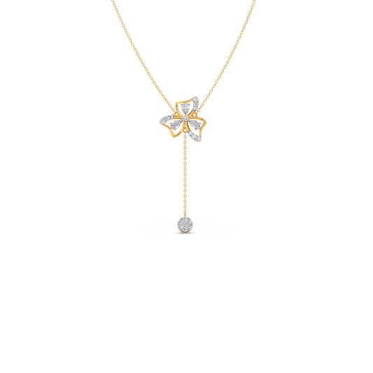 Petal Shine Pear & Round Diamond Necklace - Yellow