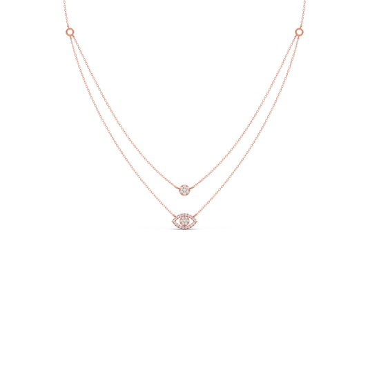 Dual Shine Evil Eye Diamond Layered Necklace - Rose